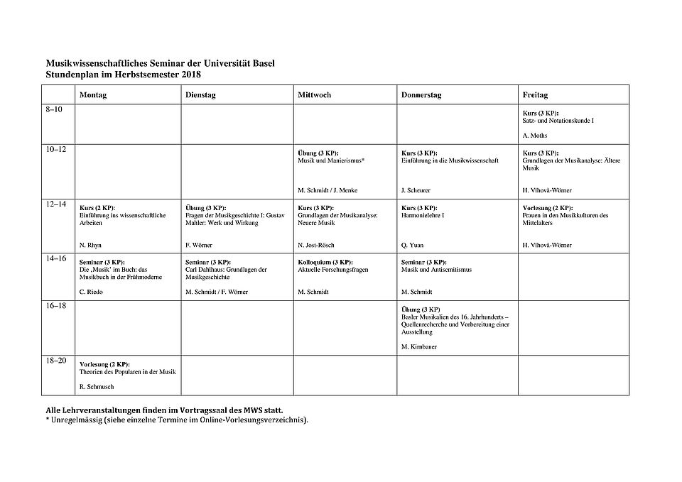 Stundenplan HS18